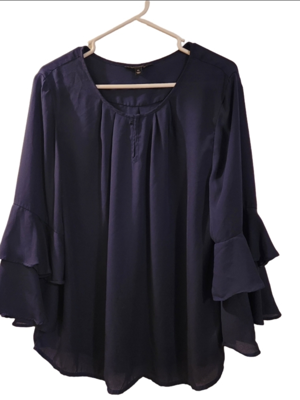 Banana Republic Navy Ruffle-Sleeve Blouse